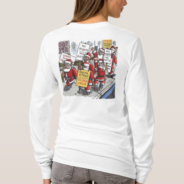 Santa Strike women white long sleeve shirt back (Back)