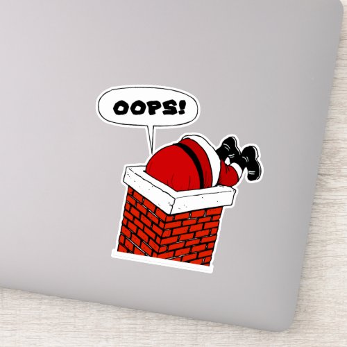 Santa Stuck in Chiminey Sticker