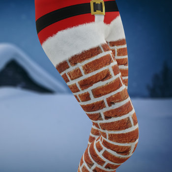 Santa Stuck In The Chimney Funny Christmas Festive Leggings by mothersdaisy at Zazzle