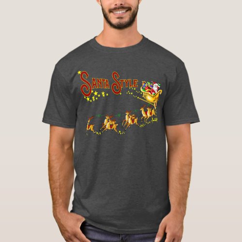 Santa Style with Essential Reindeer Dark Version T_Shirt