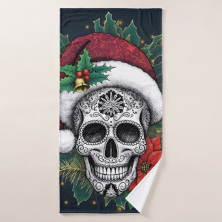 Santa Sugar Skull Bath Towel Set