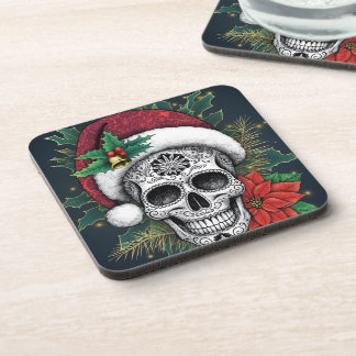 Santa Sugar Skull Beverage Coaster