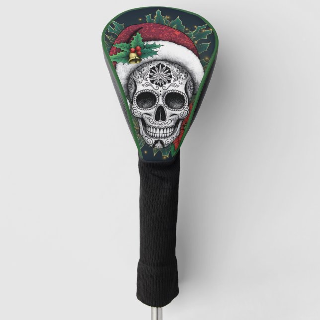 Santa Sugar Skull Golf Head Cover (Front)