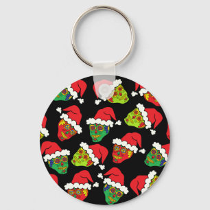 Santa Sugar Skull Keychain