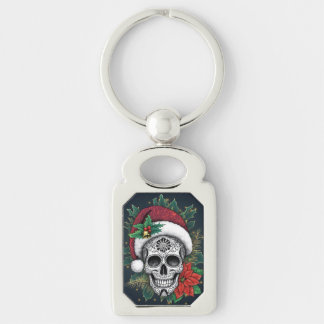 Santa Sugar Skull Keychain