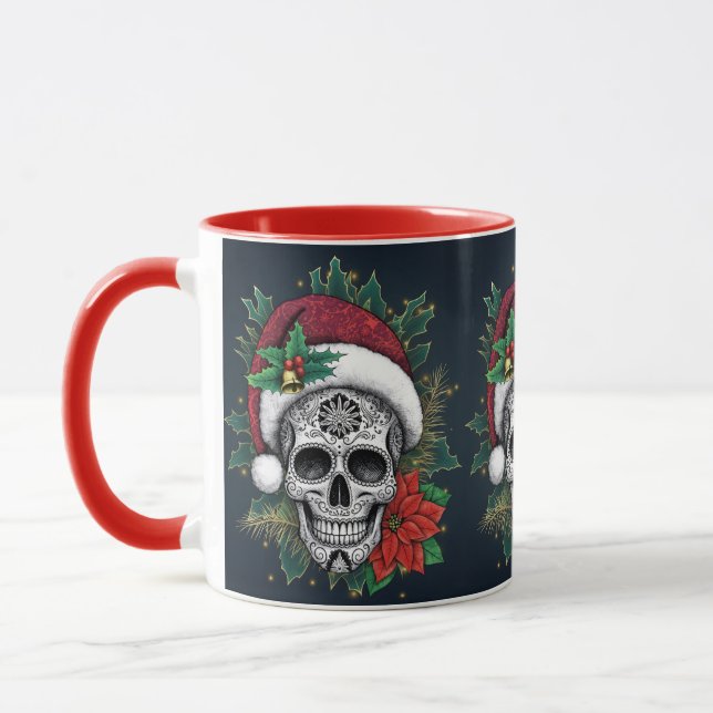 Santa Sugar Skull Mug (Left)