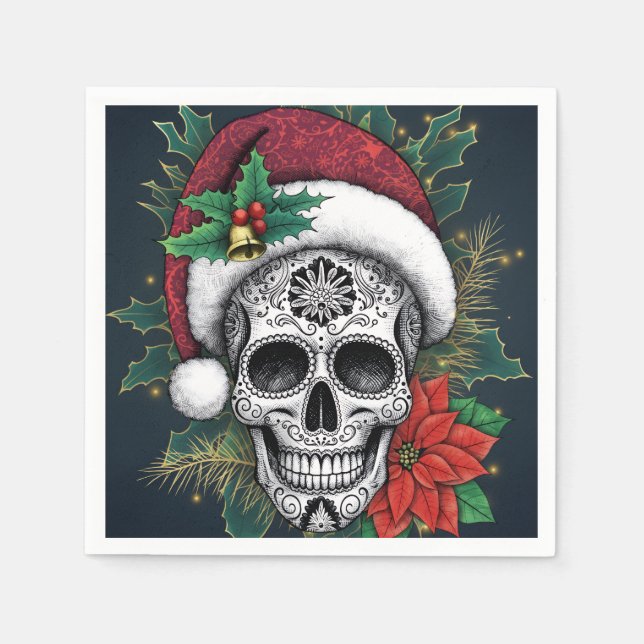 Santa Sugar Skull Napkins (Front)