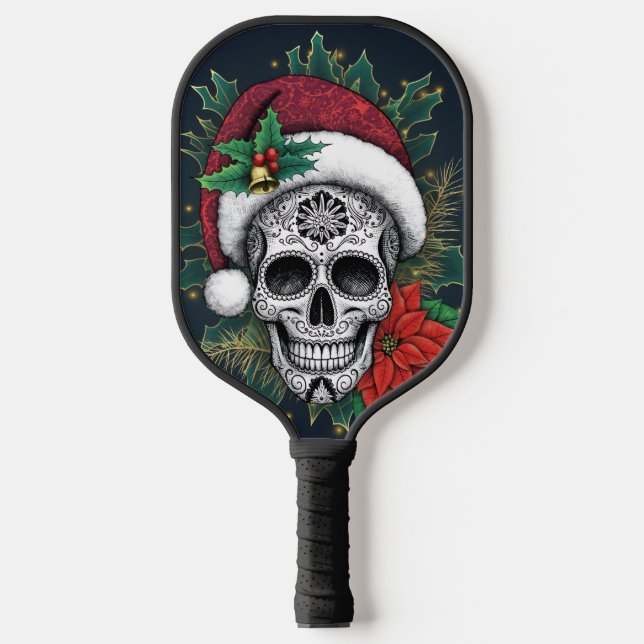 Santa Sugar Skull Pickleball Paddle (Front)