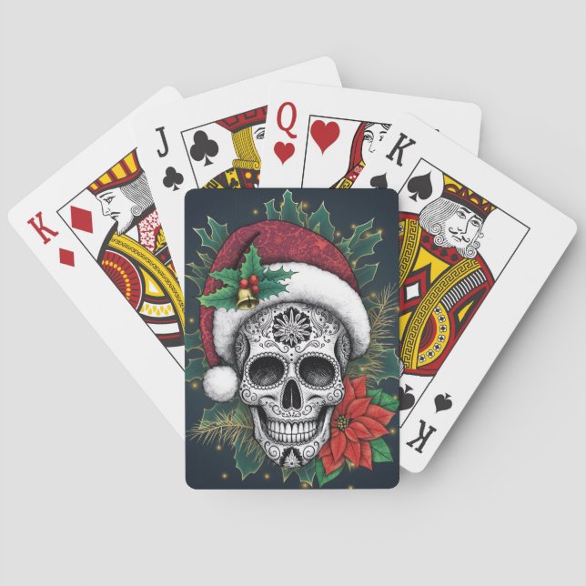 Santa Sugar Skull Poker Cards (Back)
