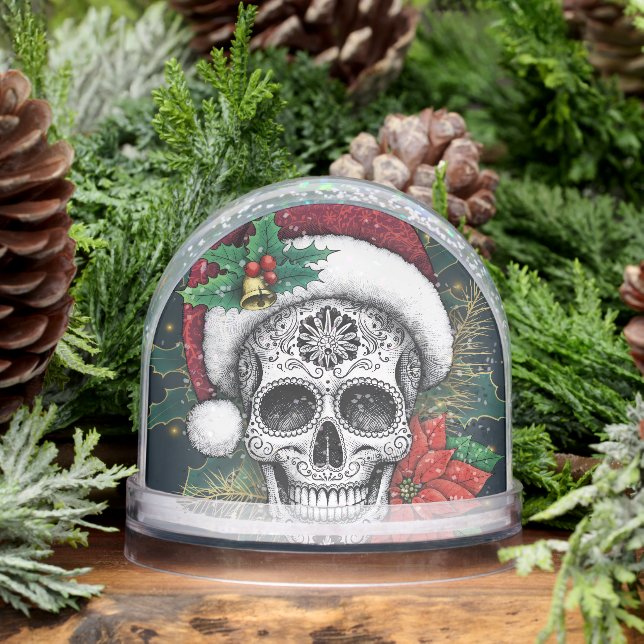 Santa Sugar Skull Snow Globe (Winter)