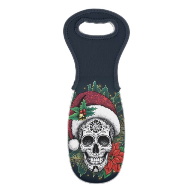 Santa Sugar Skull Wine Bag (Front Flat)