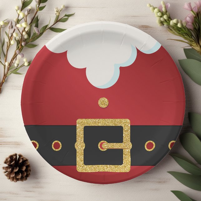 Santa Suit Belly Christmas Paper Plates (Creator Uploaded)