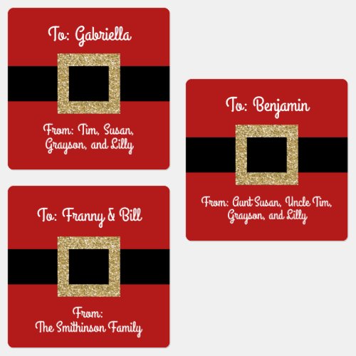 Santa Suit Belt Christmas Individual Personalized Labels