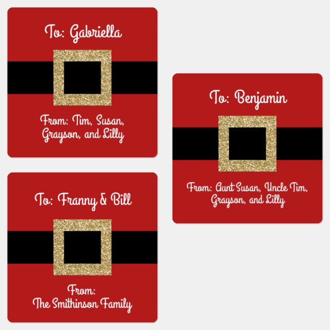 Santa Suit Belt Christmas Individual Personalized Labels (Group)