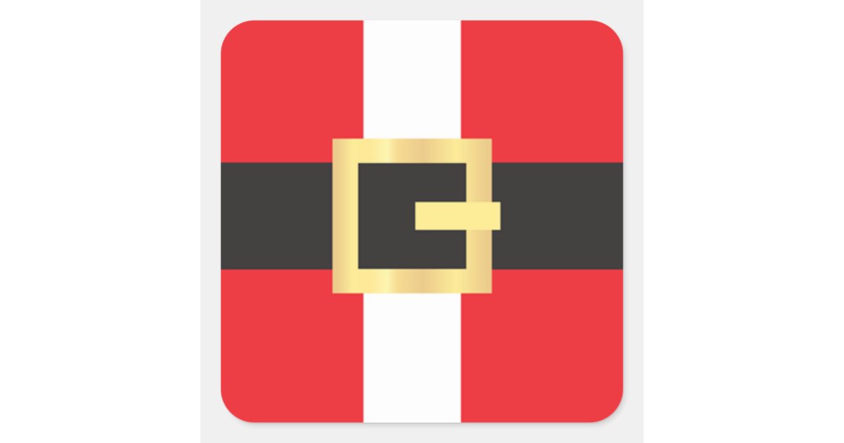 Santa Suit Belt Christmas Square Sticker | Zazzle