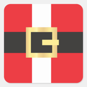 Santa Suit Belt Christmas Square Sticker