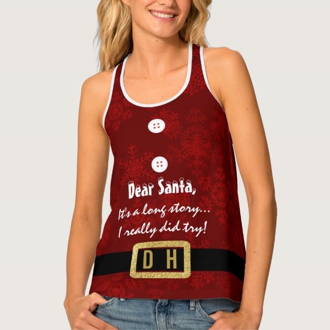 Santa Suit Christmas funny Typography Monogram Tank Top (Front)