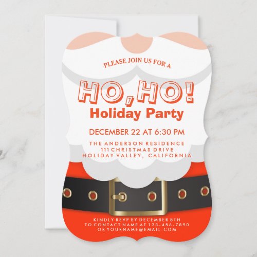 Santa Suit Christmas Ho Ho Holiday Party Invite