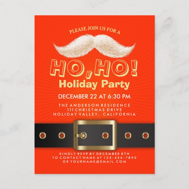 Santa Suit Christmas Ho, Ho, Holiday Party Invite (Front)