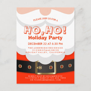 Santa Suit Christmas Ho, Ho, Holiday Party Invite