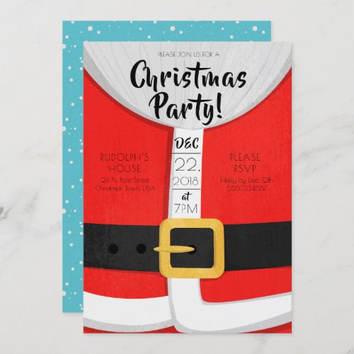 Santa Suit Christmas Holiday Party Invite