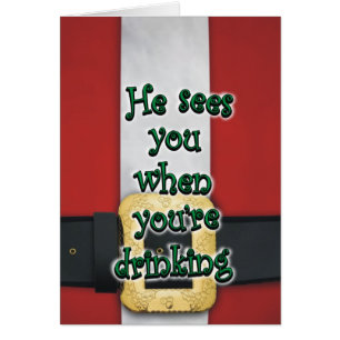 Santa Suit He Sees You When You're... Cards