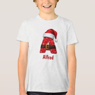 Santa Suit Monogram Letter A Christmas Alphabet Tri-Blend Shirt