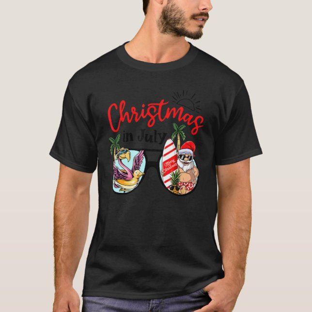 Santa Summer Beach Vacation Christmas In July T-Shirt (Front)