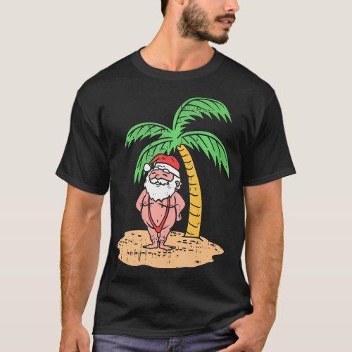 Santa Summer Swimsuit Funny Christmas In July T_Shirt