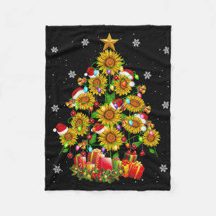 Santa Sunflower Christmas Tree Xmas Lights Santa S Fleece Blanket