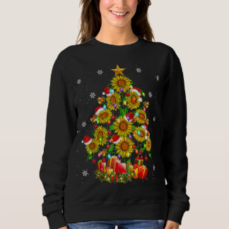 Santa Sunflower Christmas Tree Xmas Lights Santa S Sweatshirt