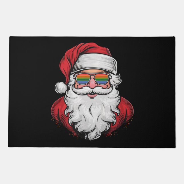 Santa Sunglasses Pride Christmas Pajama X-mas Gay Doormat (Front)