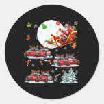 Santa Sungles Sleigh Reindeer Police Cars Christma Classic Round Sticker