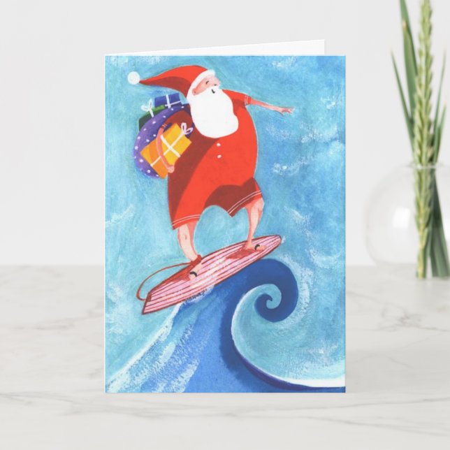Santa Surfing christmas card (Front)