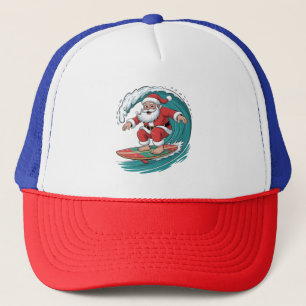 Santa Surfing Christmas Surf X-mas Festive Holiday Trucker Hat