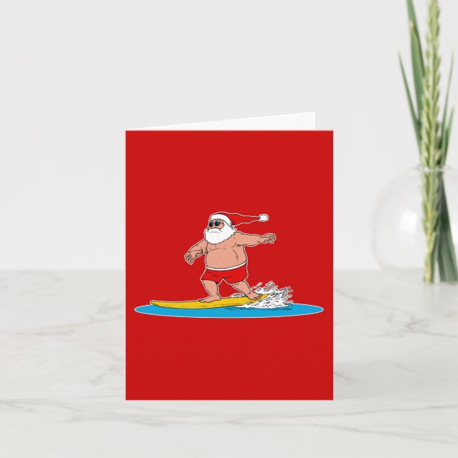 Santa surfing holiday card (Front)