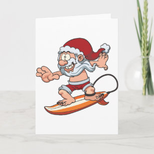 Santa Surfing Holiday Card
