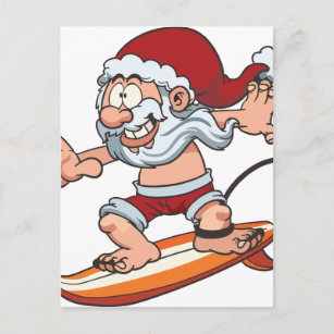 Santa Surfing Holiday Postcard