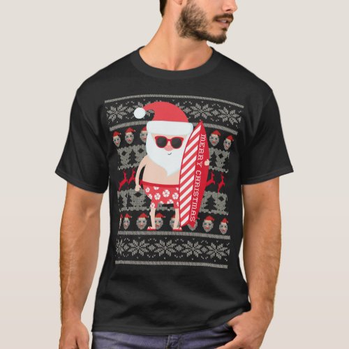 Santa Surfing Ugly Christmas Sweater