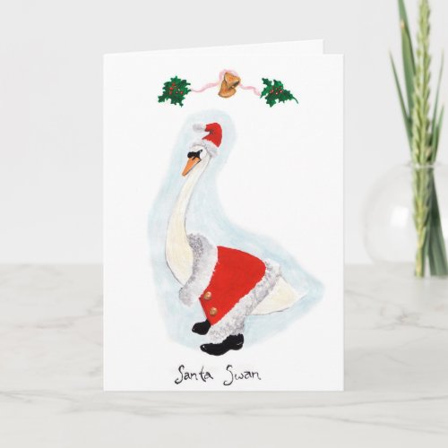 Santa Swan Christmas Is For Giving Holiday Card