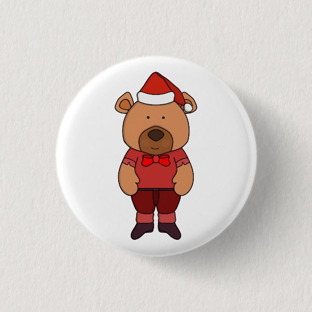 Santa sweet bear button (Front)
