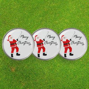 Santa Swinging A Golf Ball Golf Balls Golf Ball Marker