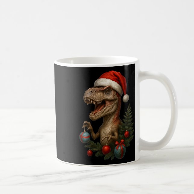 Santa T-rex Christmas Funny Dinosaur Holiday  Coffee Mug (Right)