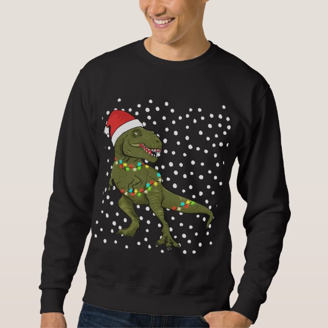 Santa T-Rex Dinosaur Christmas Xmas Jumper sweater (Front)