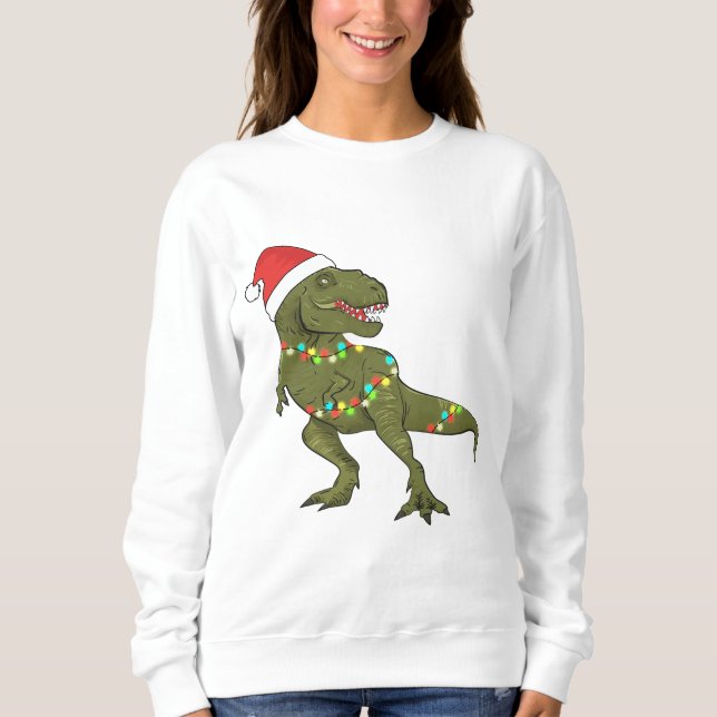 Santa T-Rex Dinosaur Christmas Xmas Jumper sweater (Front)