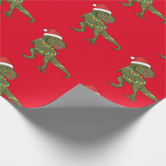 Santa T-Rex Dinosaur Christmas Xmas Wrapping Paper