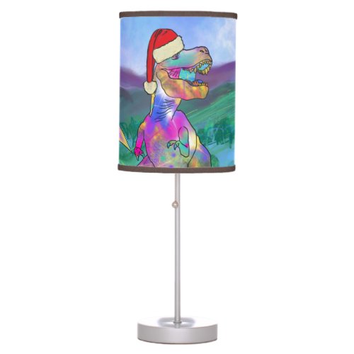 Santa T_ Rex Funny Dinosaur Table Lamp