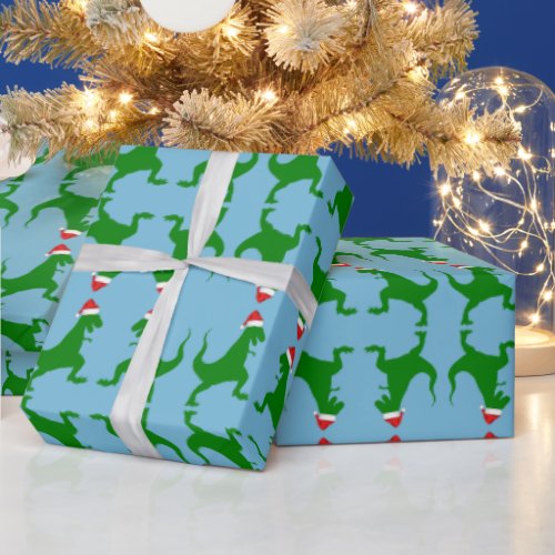 Santa T_Rex Wrapping Paper