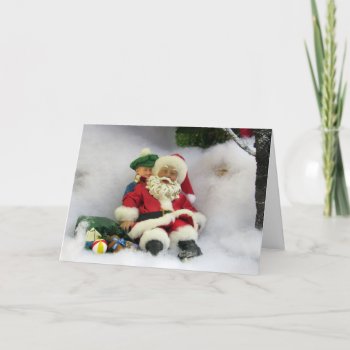 Santa Takes A Tumble Greeting Card - Personalize by CatsEyeViewGifts at Zazzle