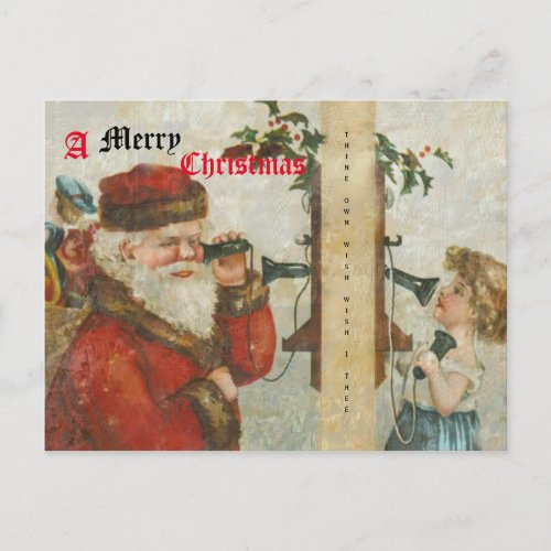 Santa Talking On The Phone Holiday Postcard